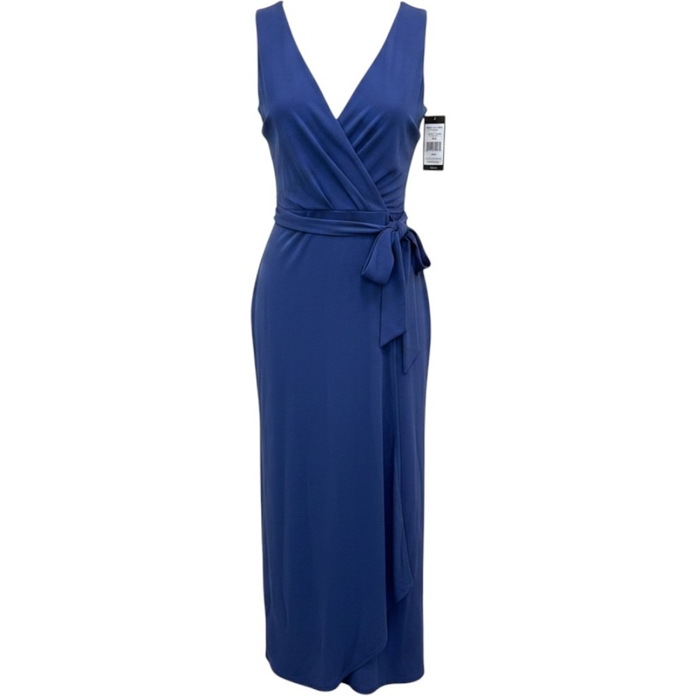 Studio Connection Womens Blue Sleeveless Wrap Maxi Dress Size 8 NWT TRM58355M1